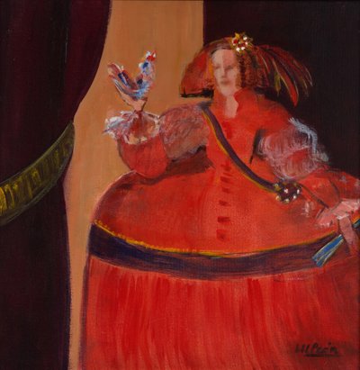 Menina in rosso con piccolo gallo da Marisa Leon